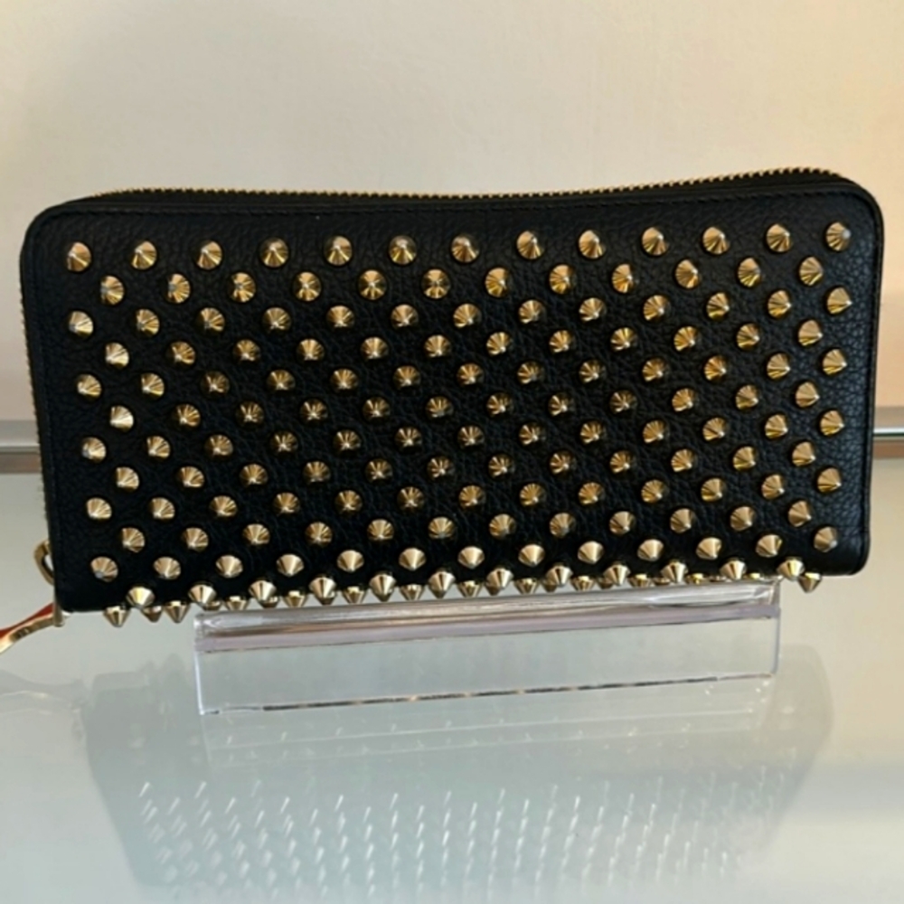 Christian Louboutin Panettone Gold Spiked Zippy Wallet: Full Inclusion